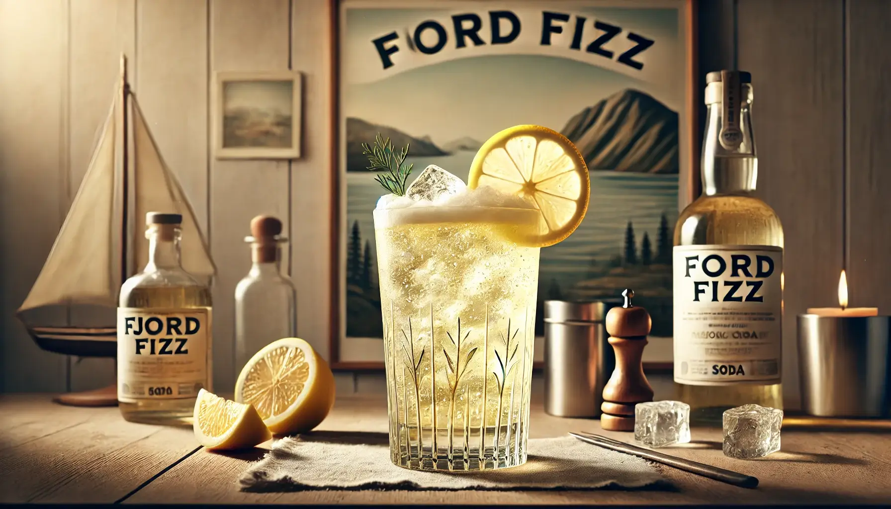 DALL·E 2024-12-03 14.44.00 - A beautifully styled cocktail image for a drink named Fjord Fizz, served in a tall glass filled with ice and topped with soda. The drink is pale yello